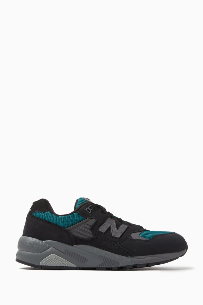 

580 Sneakers in Suede Leather & Mesh, Black