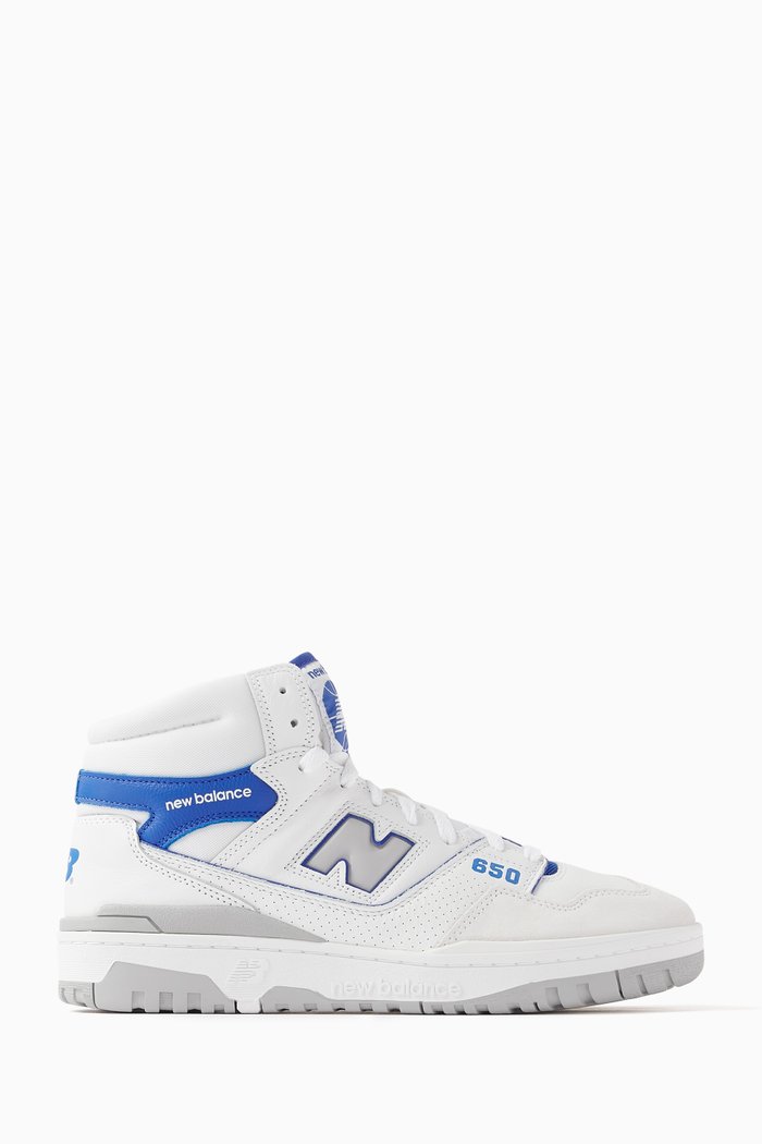 650 Hi-top Sneakers in Leather & Suede, White