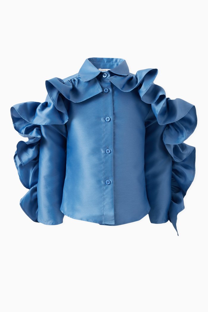 

Ruffled Sleeves Top, Blue