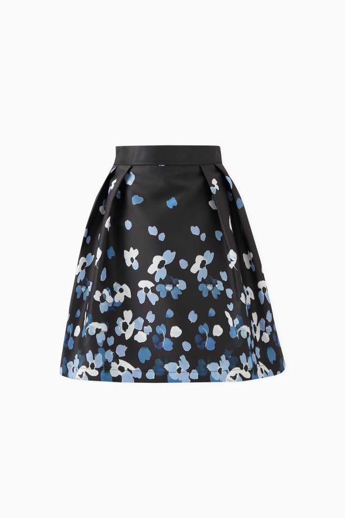 

Floral Print Skirt, Blue