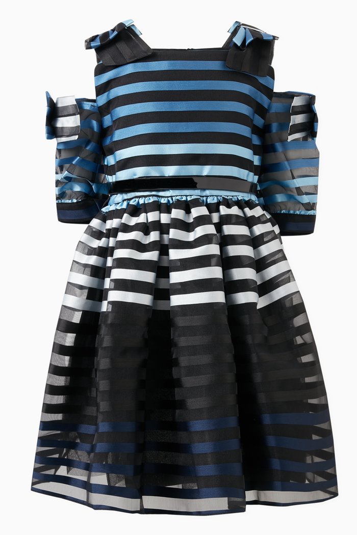 

Cold Shoulder Striped Dress, Blue