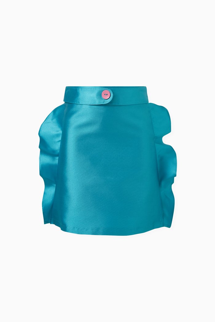 

Ruffled Skirt in Silk, Blue
