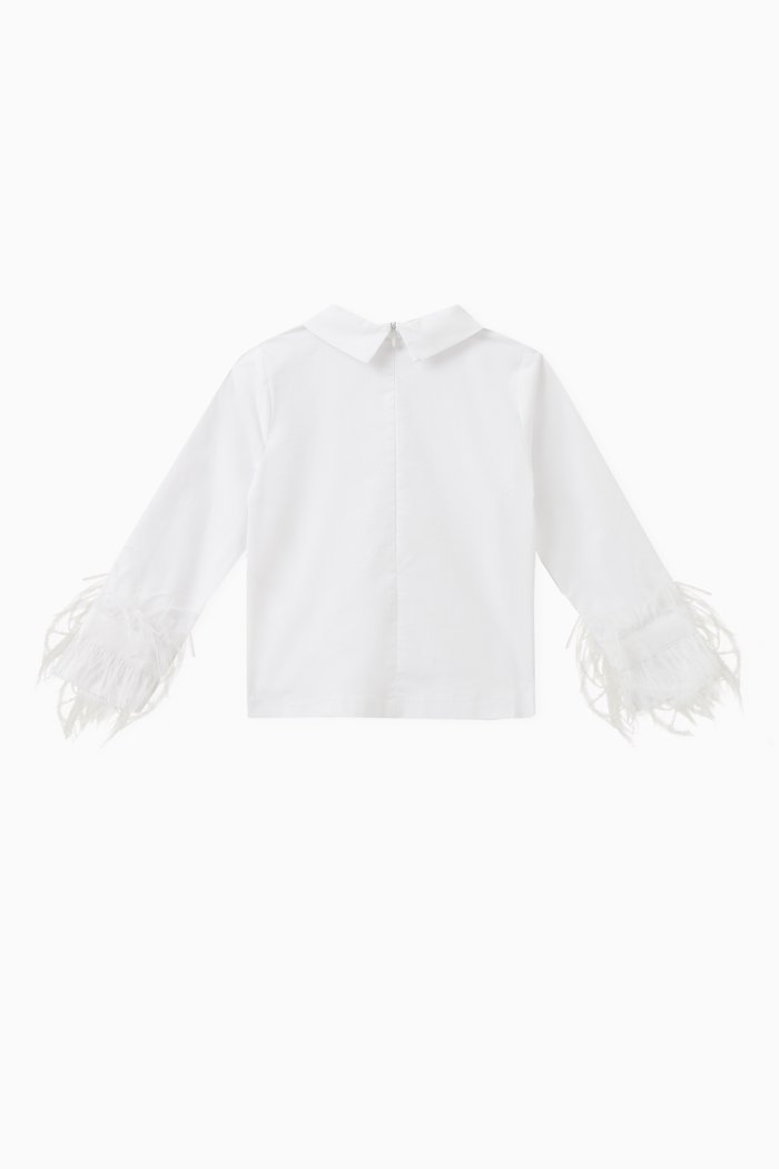 

Feather-detail Shirt in Cotton-blend, Blue