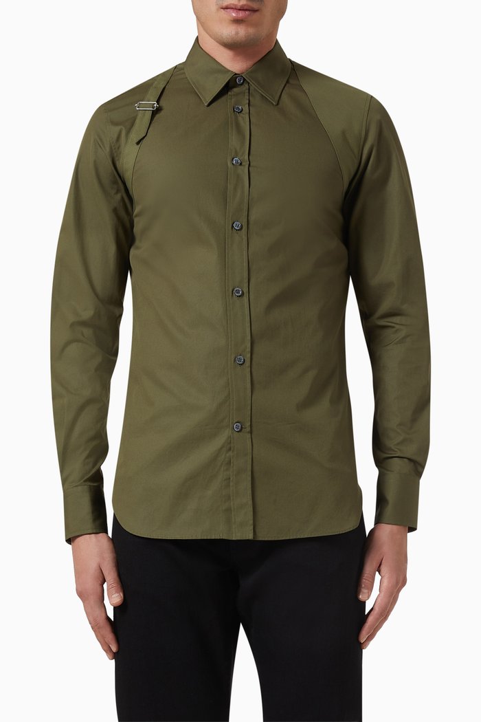 

Harness Shirt in Cotton Poplin, Green