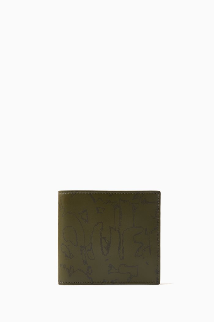 

Graffiti Bi-fold Wallet in Calf Leather, Brown