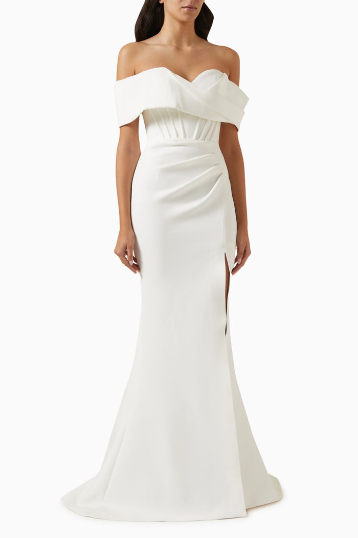 

Corset Off-shoulder Maxi Dress, White