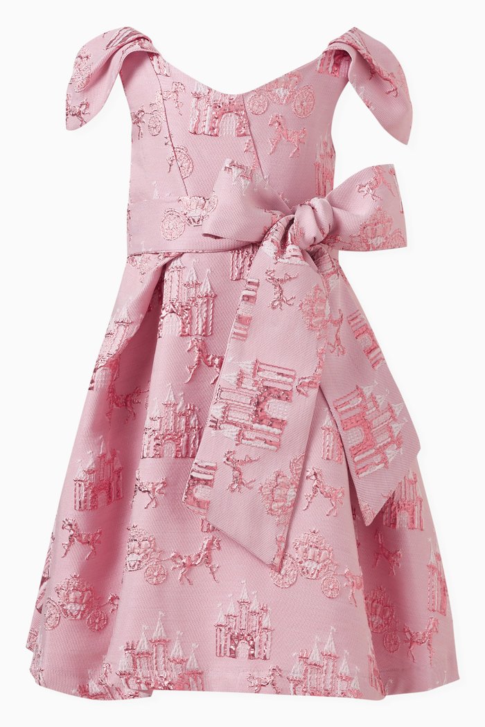 

Castle Motif Dress in Nylon Blend, Pink