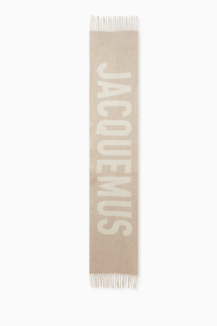 Logo Scarf in Wool, Neutral