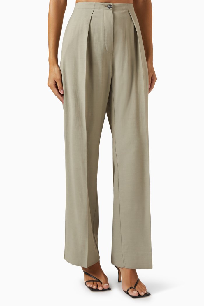 

Tailored Herringbone Pants in Wool-blend, Grey