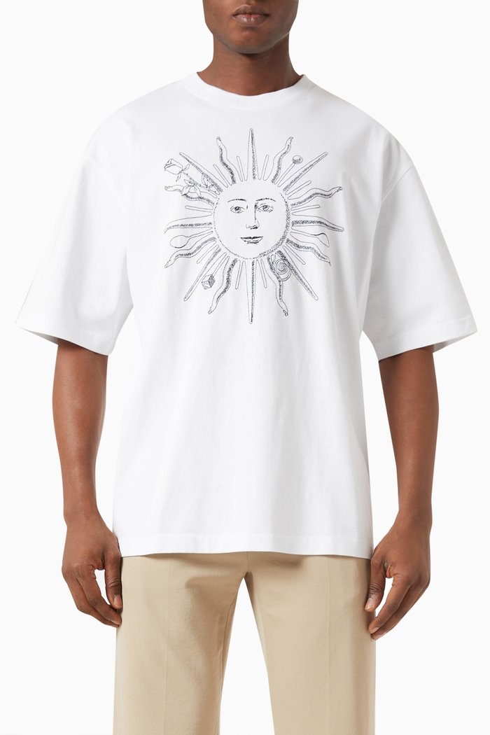

Sun-sketch Print T-shirt in Cotton-jersey, White