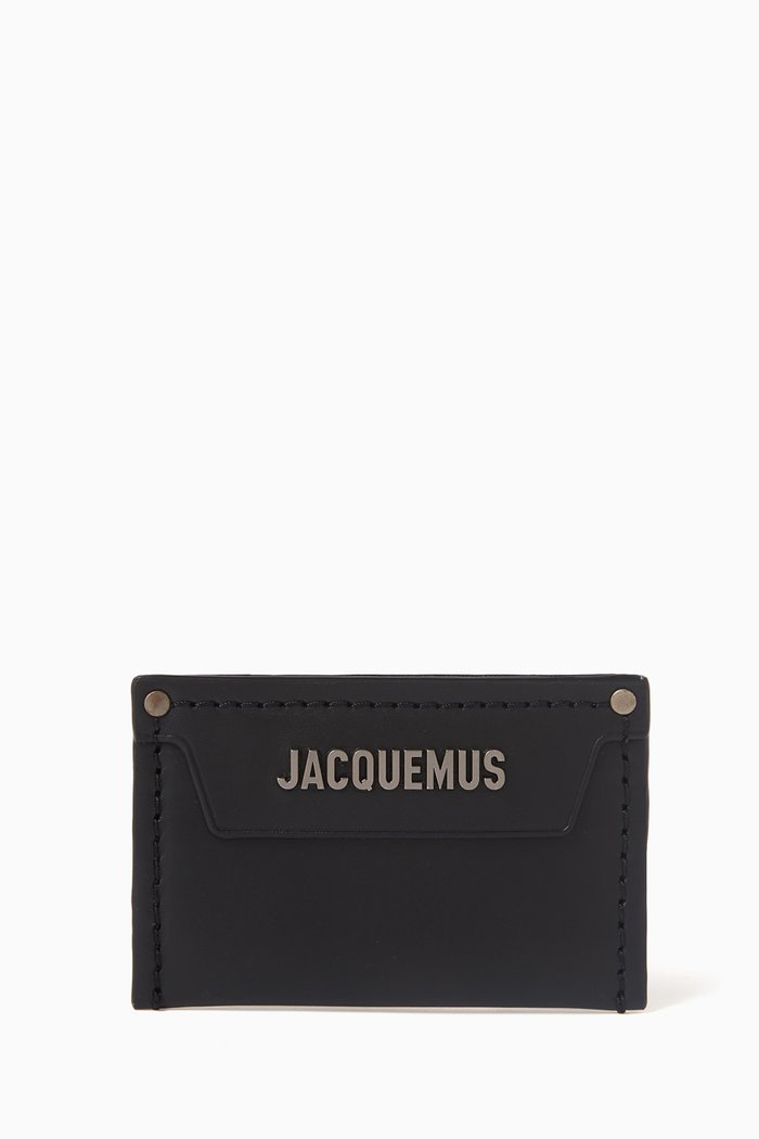 

Embossed Logo Cardholder in Leather, Black