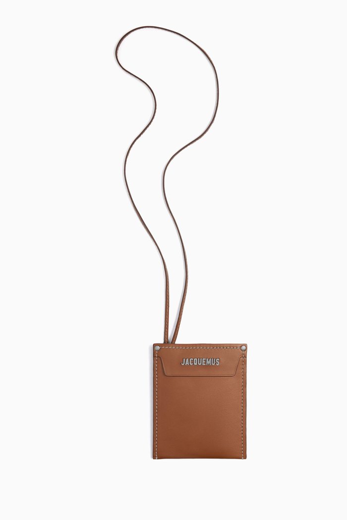

Le Porte Poche Meunier Envelope Wallet in Leather, Brown