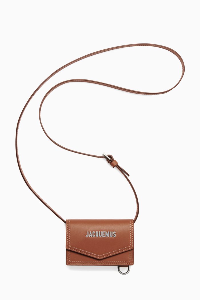 

Le Porte Azur Envelope Wallet in Calf Leather, Brown