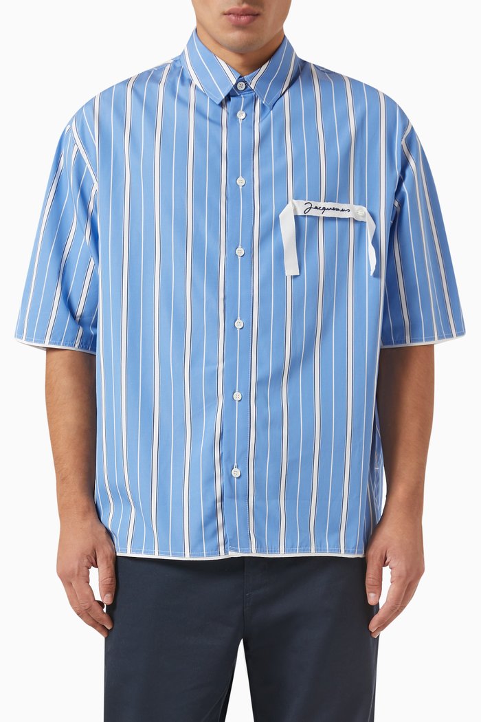 

La Chemise Cabri Striped Shirt in Cotton, Blue