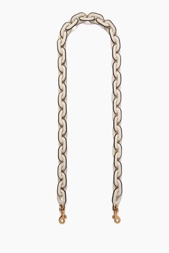 

Covered Chain Strap in Leather, White