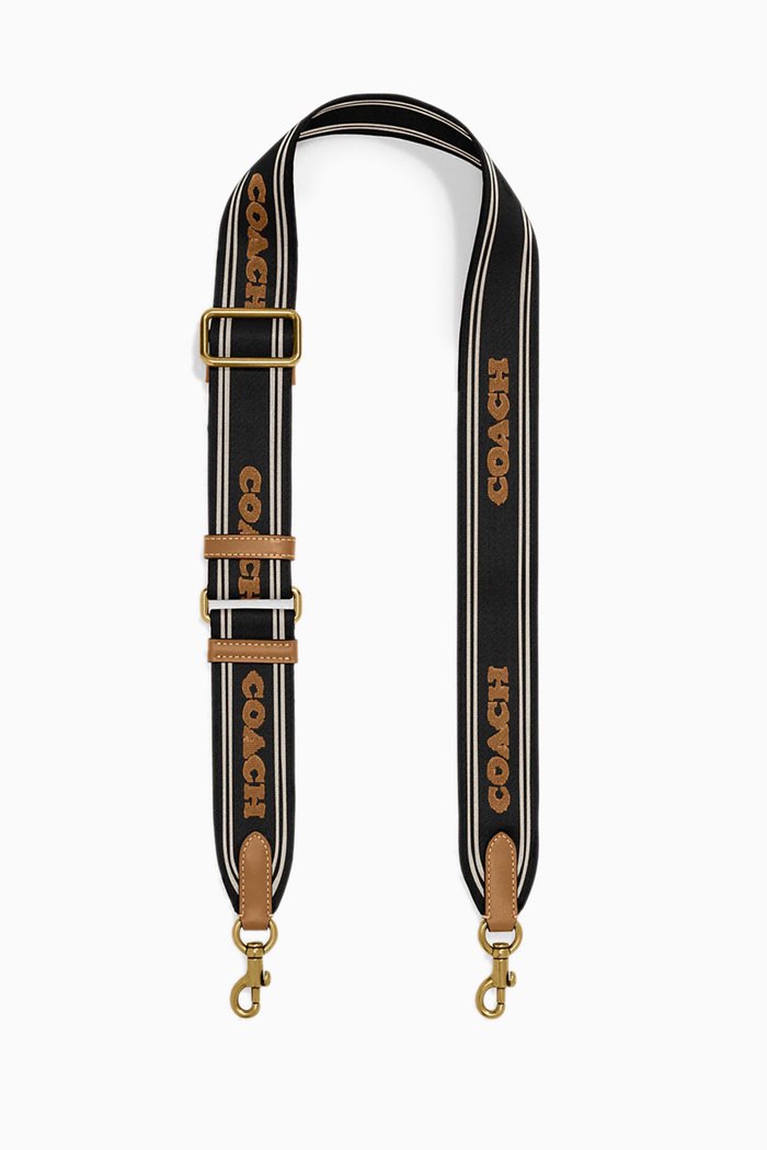 Colour-block Logo Strap in Webbing, Black