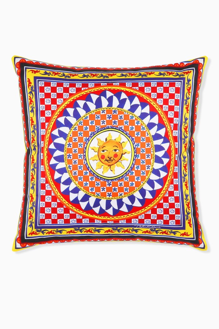 

Small Carretto Siciliano Cushion in Duchesse Cotton, Multicolour