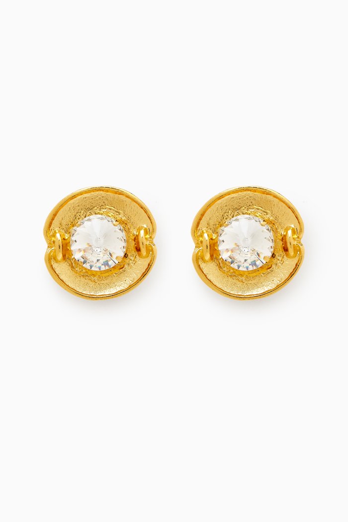 

Fleurs des Pois Crystal Clip-on Earrings, White