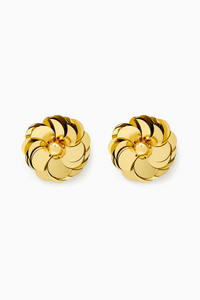 

Les Hermaphrodite Floral Stud Earrings in Gold-plated Brass