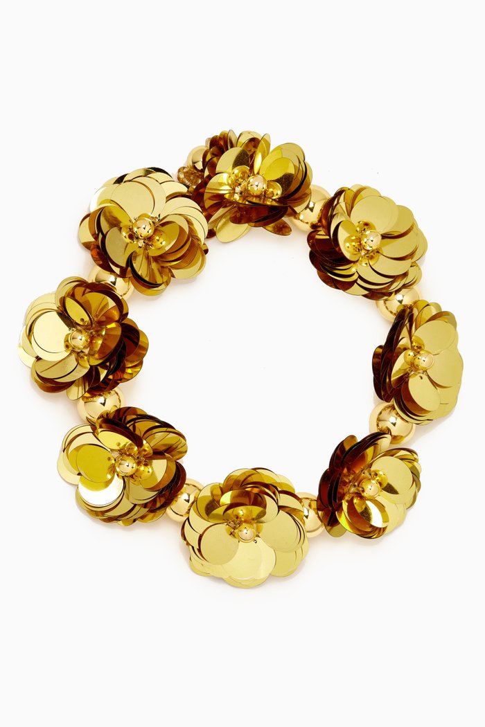 

Les Hermaphrodite Floral Choker Necklace in Gold-plated Brass