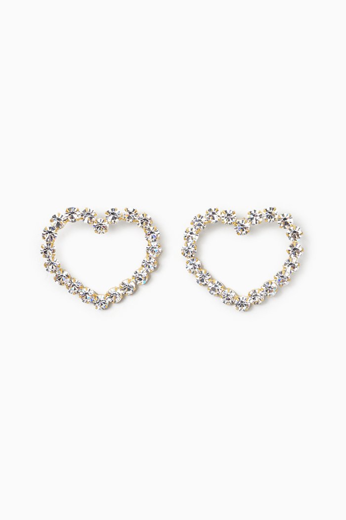

Les Nuances Heart Shaped Crystal Earrings in Gold-plated Brass
