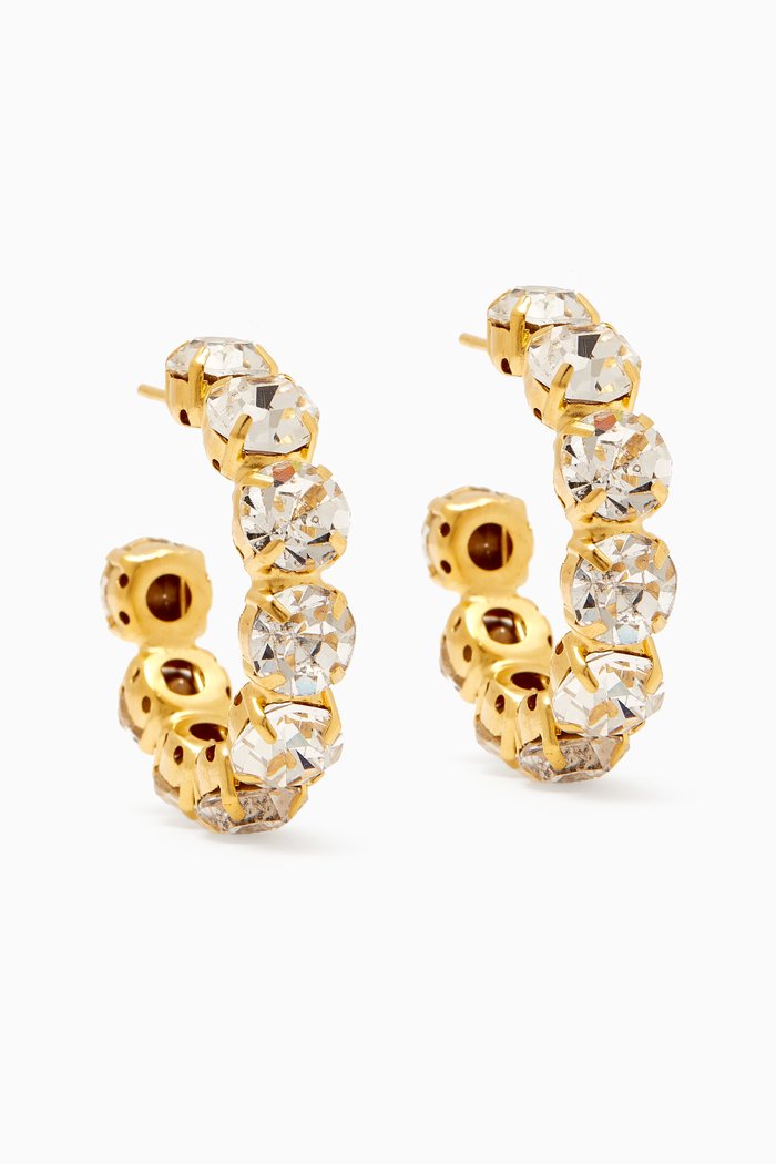 

Les Nuances Crystal Hoop Earrings in Gold-plated Brass