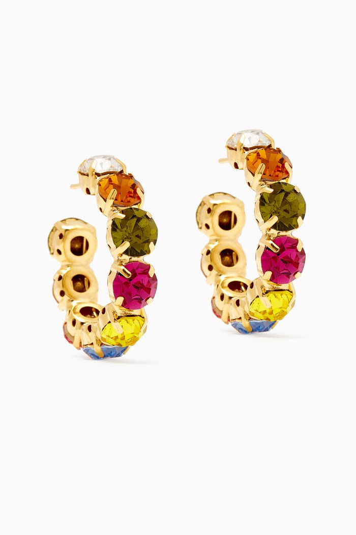 

Les Nuances Crystal Hoop Earrings in Gold-plated Brass, Multicolour