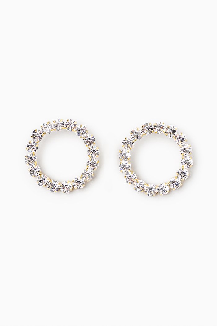 

Les Nuances Medium Round Crystal Earrings in Gold-plated Brass