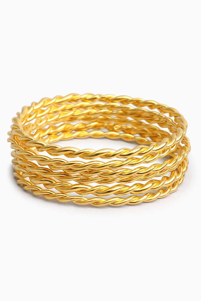 

Les Metisse Bangles, Set of 6, Gold