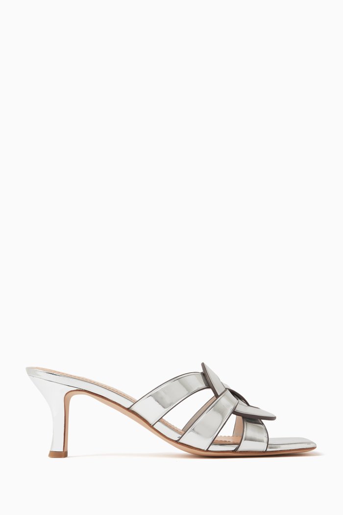 

Tillie Sandals in Metallic Leather, Grey