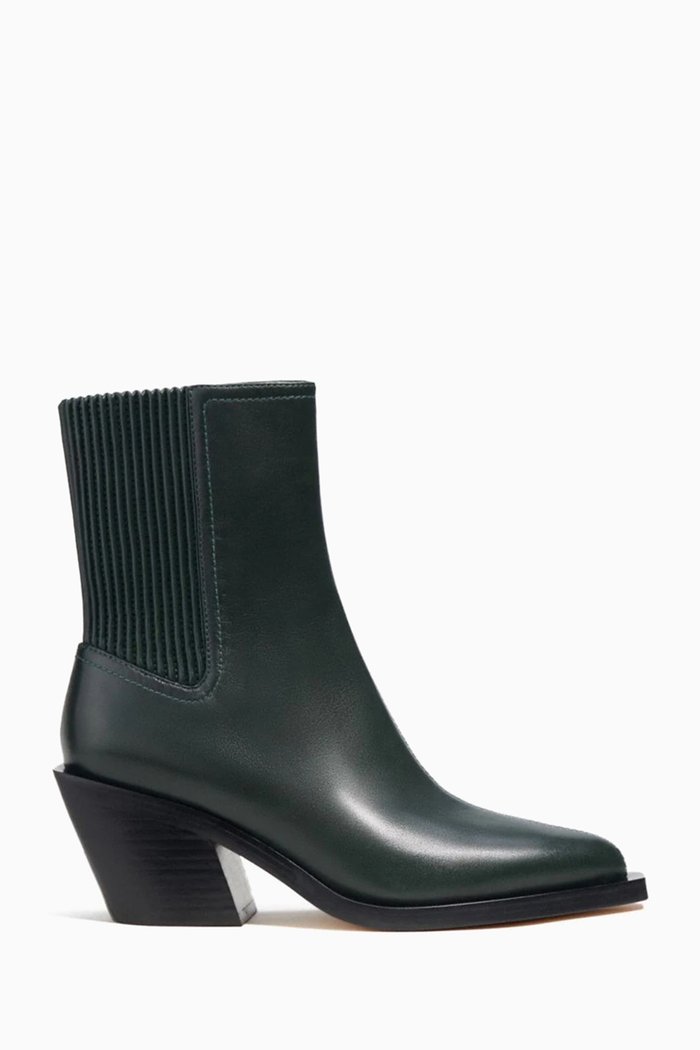 

Prestyn Booties in Smooth Leather, Green