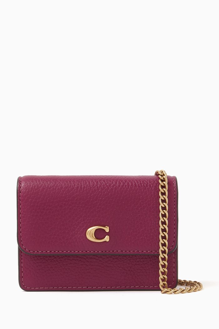 

Half Flip Card Case in Pebble Leather, Purple