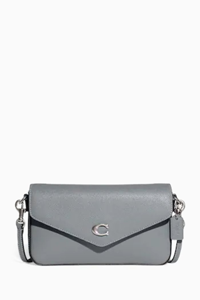 

Wyn Crossbody Bag in Crossgrain Leather, Grey