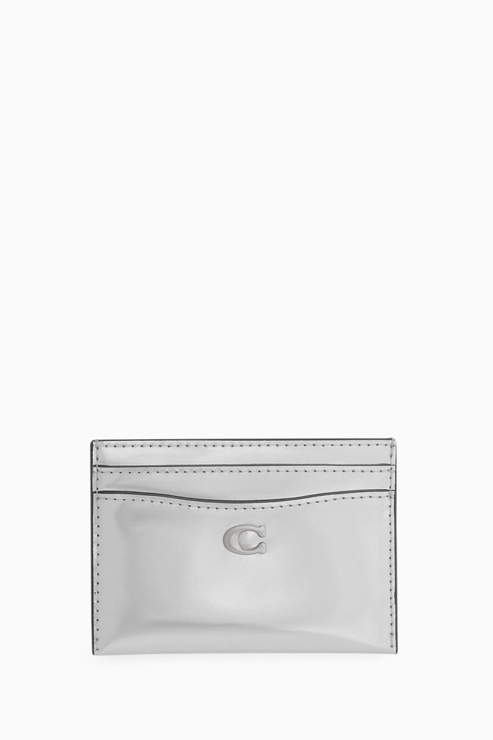 

Card Case in Metallic Leather, Grey