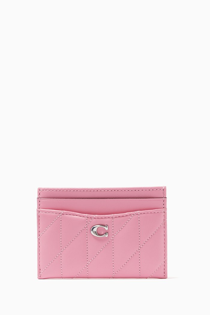 

Card Case with Pillow Quilting in Nappa Leather, Pink