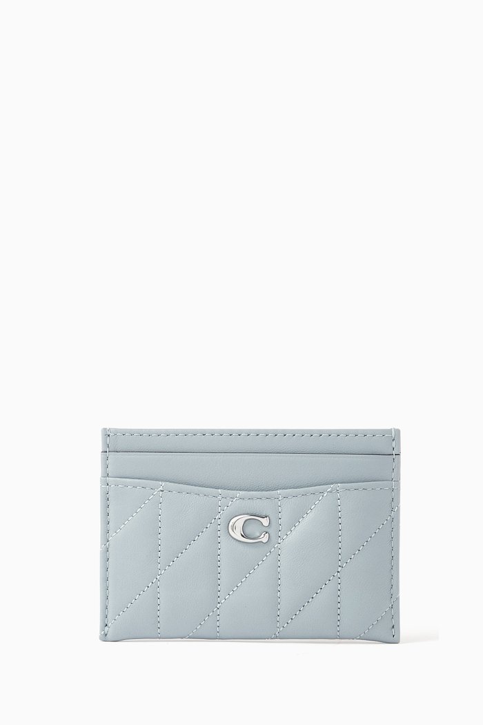 

Card Case with Pillow Quilting in Nappa Leather, Grey