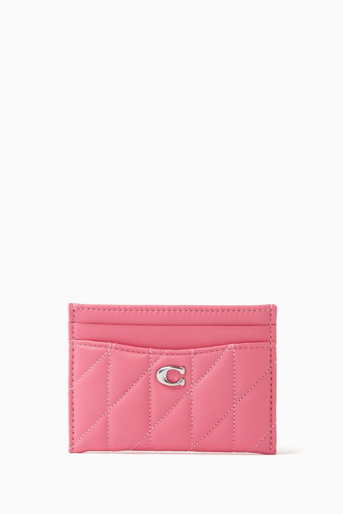 

Card Case with Pillow Quilting in Nappa Leather, Pink