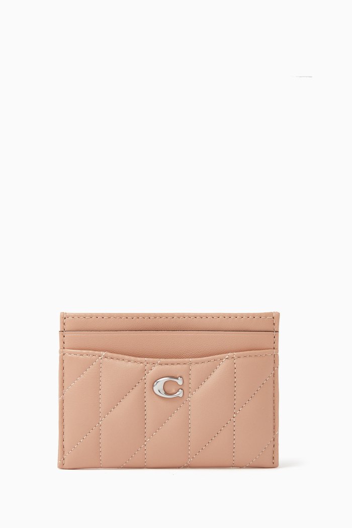 

Card Case with Pillow Quilting in Nappa Leather, Pink