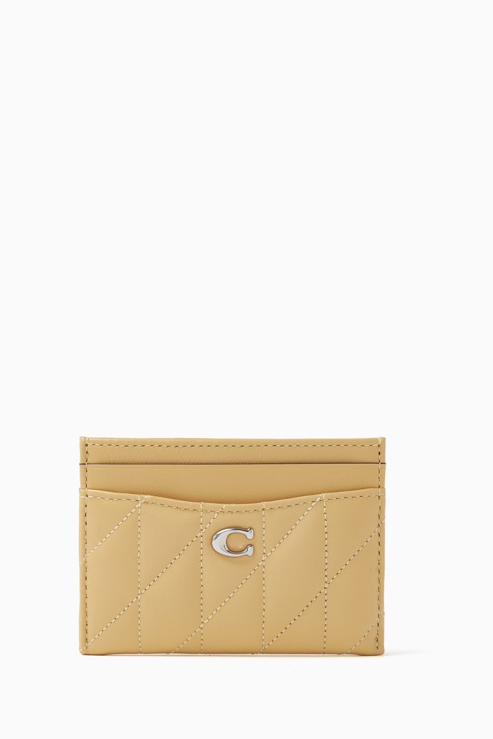 

Card Case with Pillow Quilting in Nappa Leather, Yellow