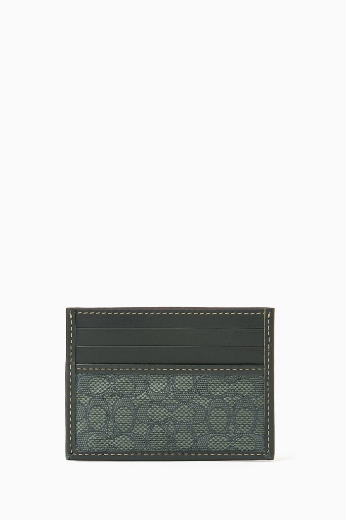 

Card Case in Signature Jacquard & Calf Leather, Green