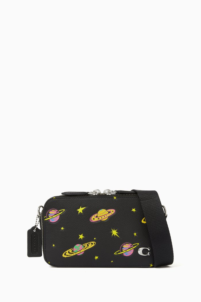 

Charter Cosmic Planet-print Slim Crossbody Bag in Leather, Black