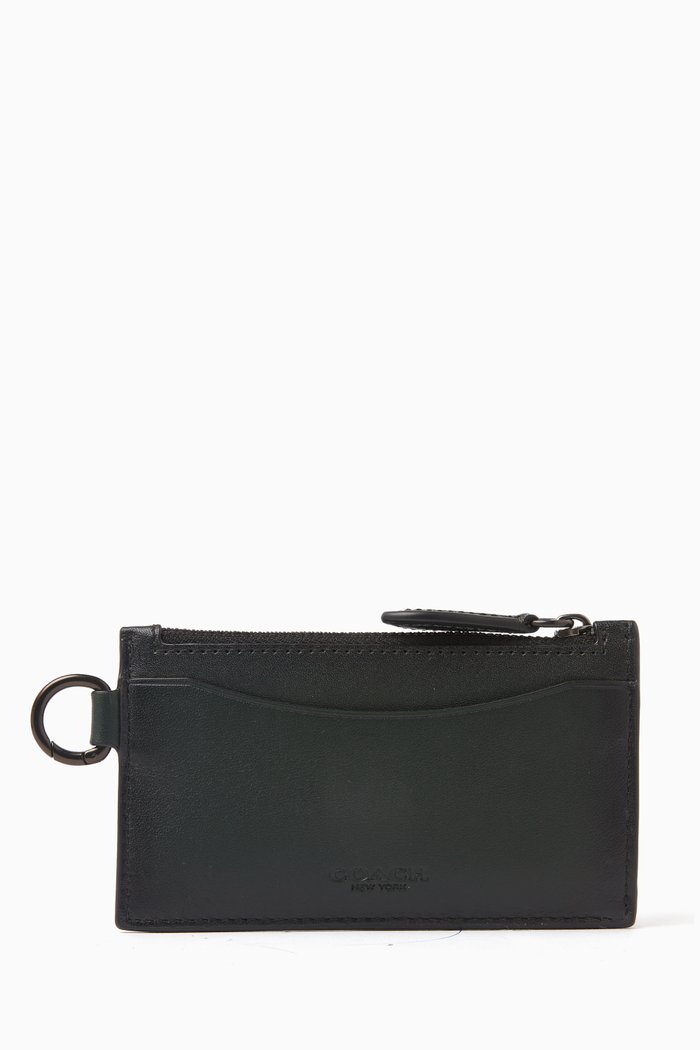 

Zip Card Case in Leather, Green