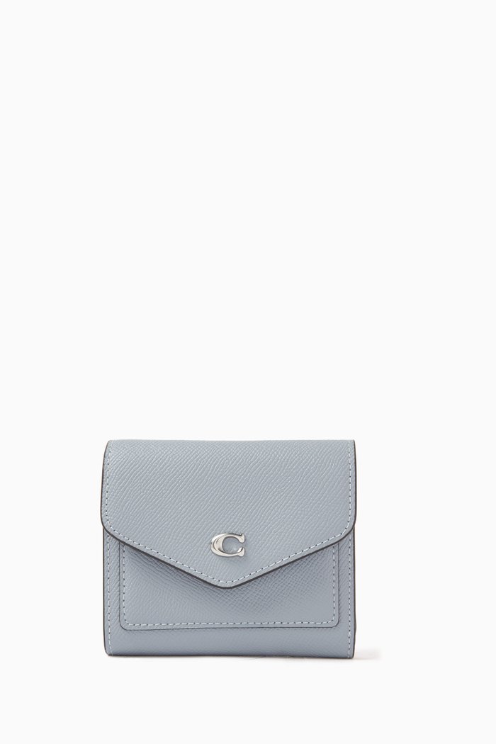 

Small Wyn Wallet in Striped Leather, Grey