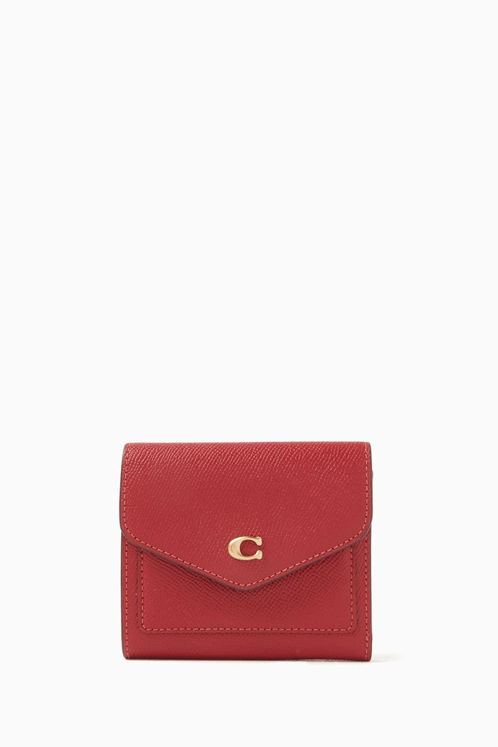 

Small Wyn Wallet in Striped Leather, Red