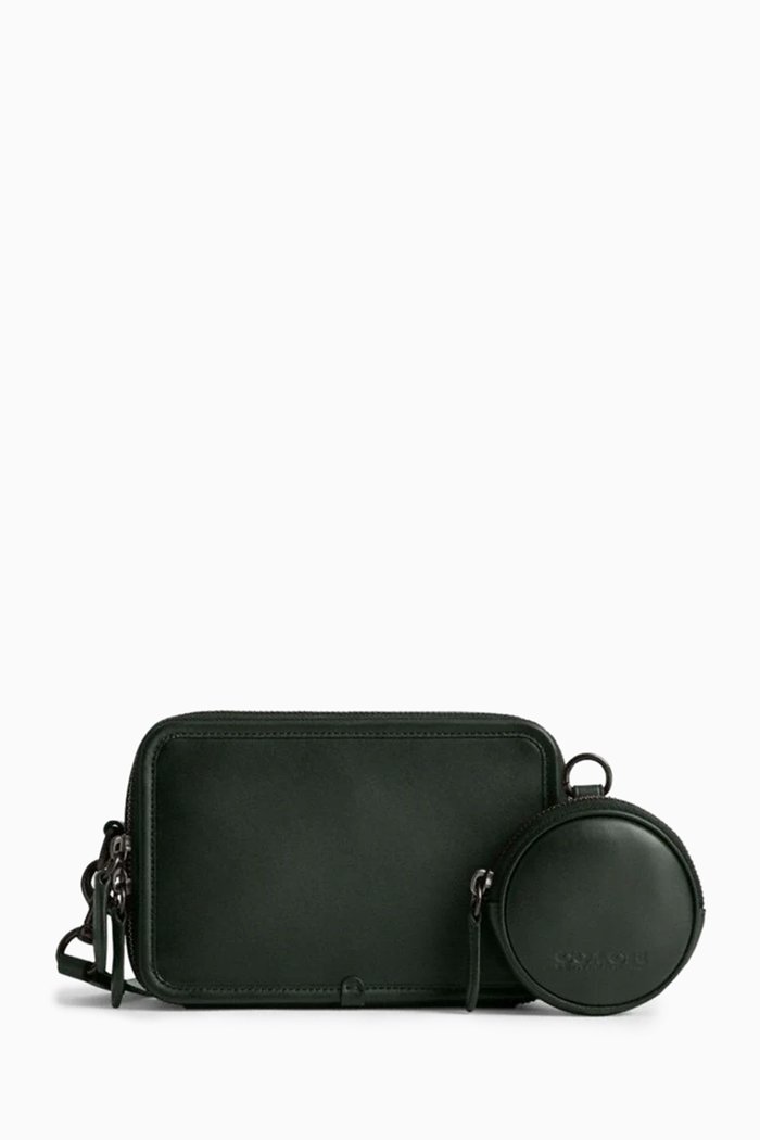 Charter Crossbody Bag & Pouch in Leather, Green