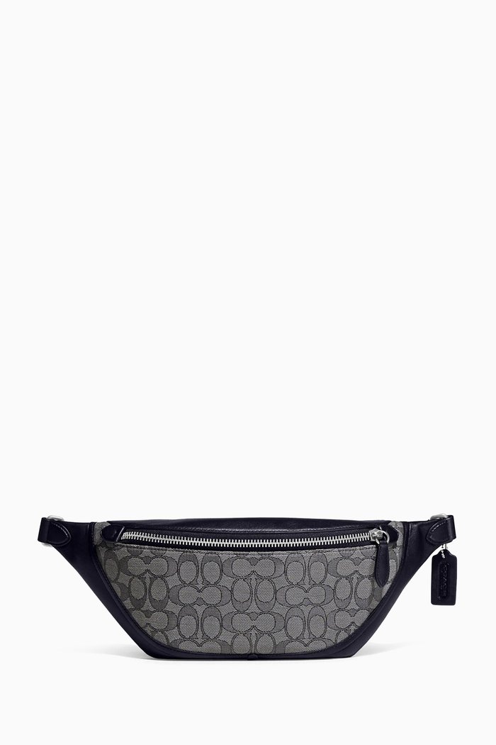 

League Belt Bag in Signature Jacquard & Calf Leather, Blue