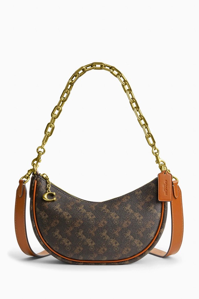 

Mira Shoulder Bag in Coated Canvas, Brown