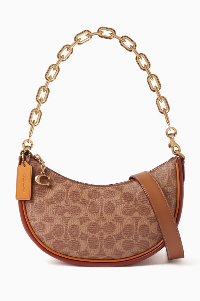 

Mira Shoulder Bag in Coated Canvas, Neutral