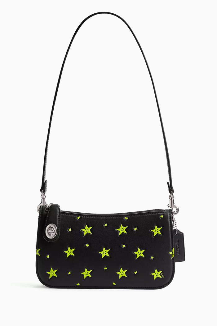 

Penn Cosmic Rocket-print Shoulder Bag in Leather, Black
