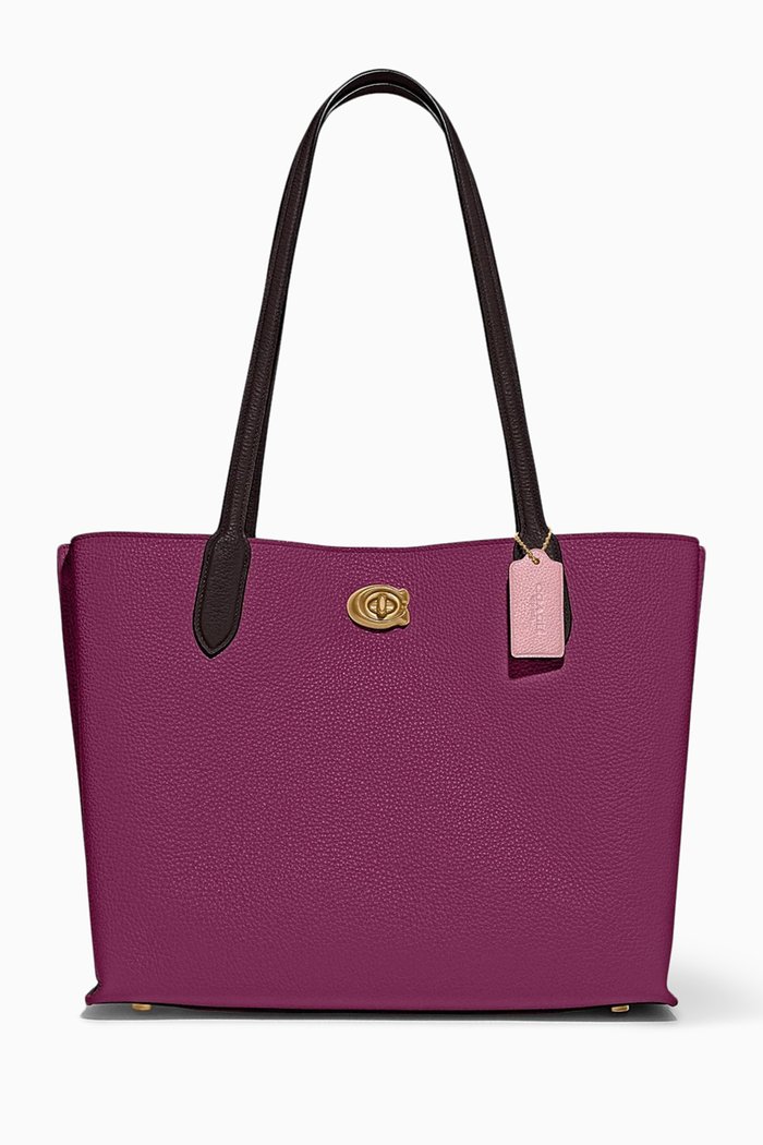 

Willow Tore Bag in Colour-block Pebble Leather, Purple